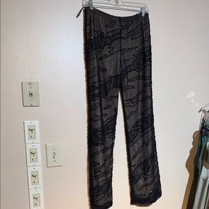 Roccobarocco Women's Black Beaded Straight-Leg Pants